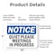 Signmission Quiet Please Meetings In Progress, 10 in W x Rectangle, Plastic OS-2PACK-NS-P-710-L-17949 - alternate 5